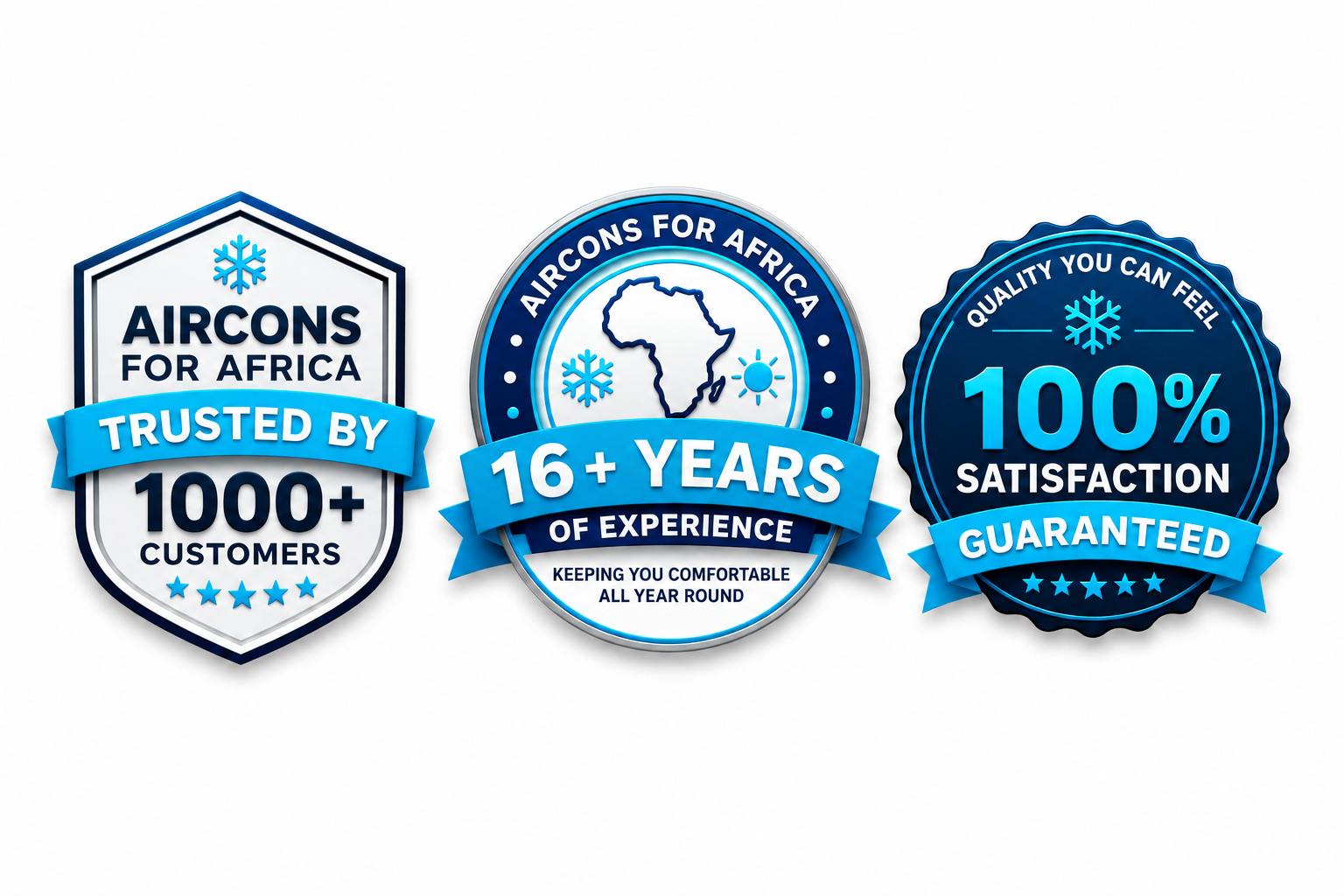 Aircons for Africa trusted badges